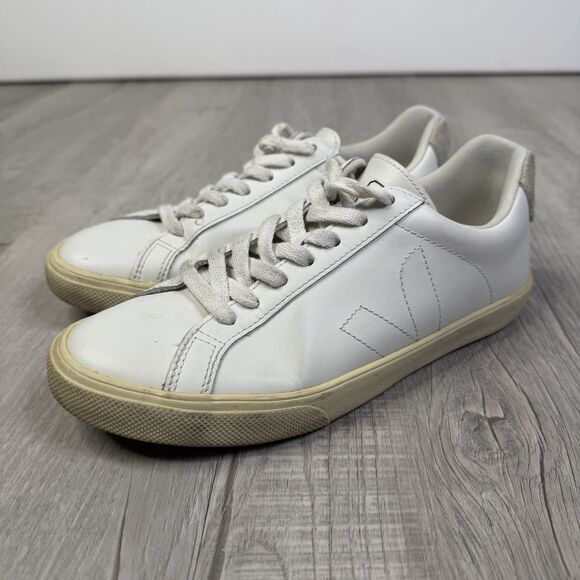 Veja Shoes - Veja Women's Esplar Extra White Natural Leather Logo Sneakers Sz 6 A /EU 37 F